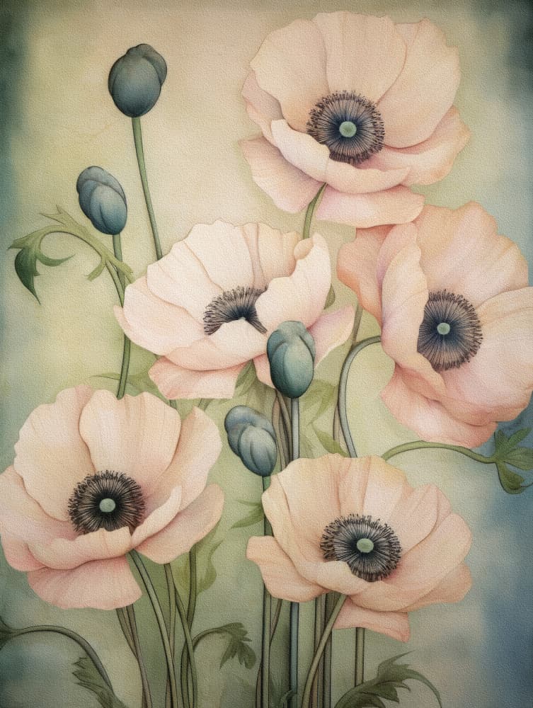 Delicate Pink Poppies by Bilge Paksoylu — canvas wall art