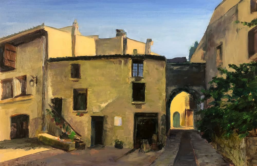 Sunny Village Archway by Dora Krincy — canvas wall art