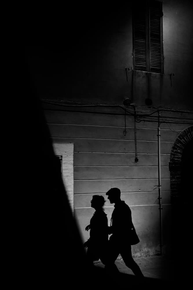 Night Street Silhouettes by Antonio Grambone — canvas wall art