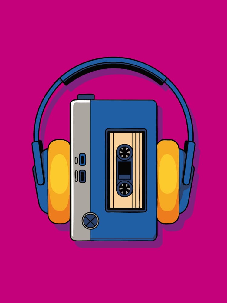 Cassette Player Headphones by Andreas Magnusson — canvas wall art