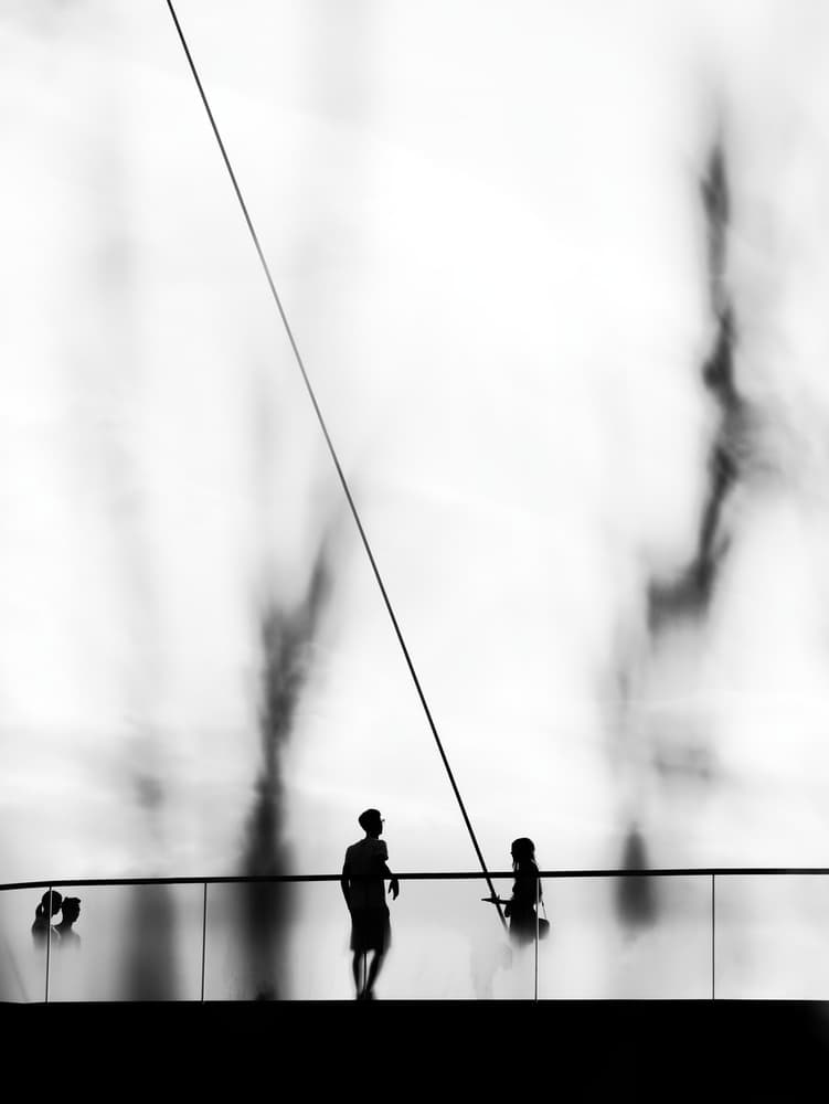 Silhouettes on Modern Bridge by Marius Surleac — canvas wall art