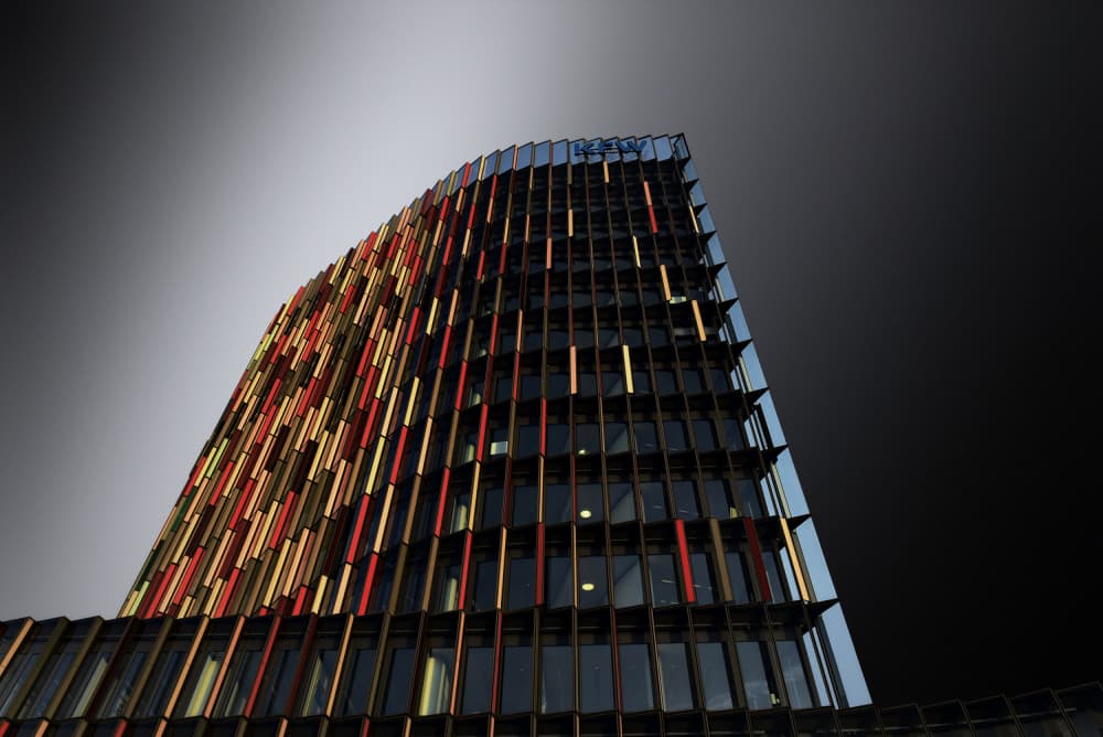 Colorful Modern Skyscraper by Jorge Pimenta — canvas wall art
