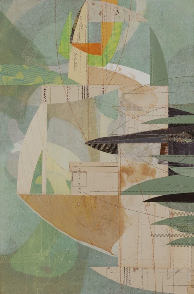 Geometric Green Collage by Susan Smereka — canvas wall art
