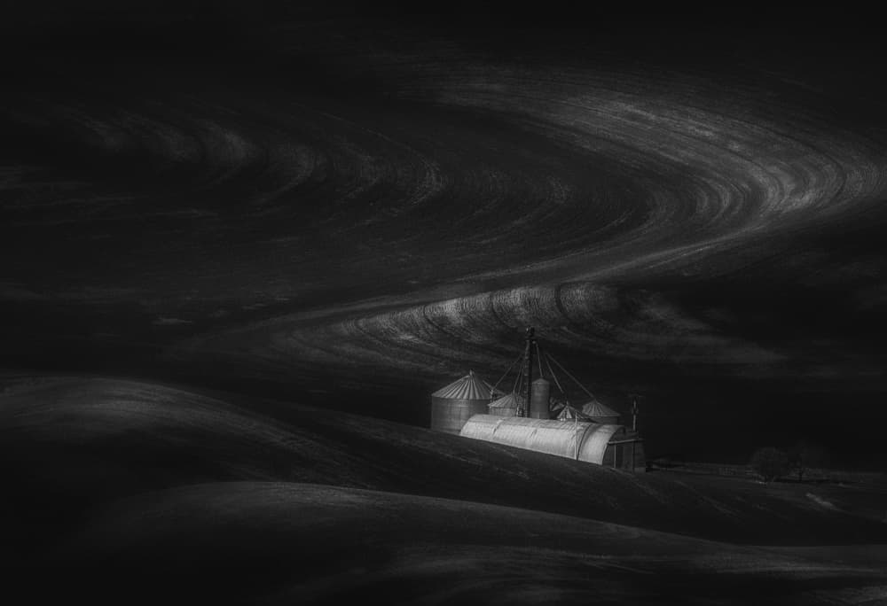 Dark Farm Landscape by Leechee Z — canvas wall art