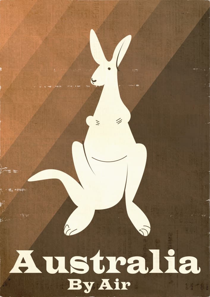 Vintage Australia Kangaroo by Nicholas — canvas wall art