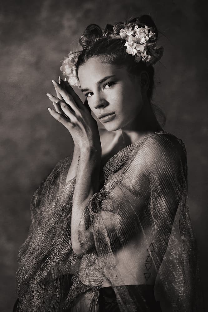Ethereal Woman With Flowers by Joan Gil Raga — canvas wall art