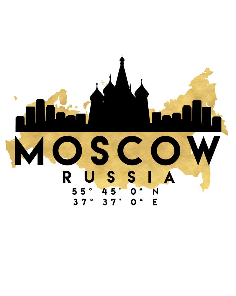 Moscow Russia Gold Skyline by Emiliano Deificus — canvas wall art