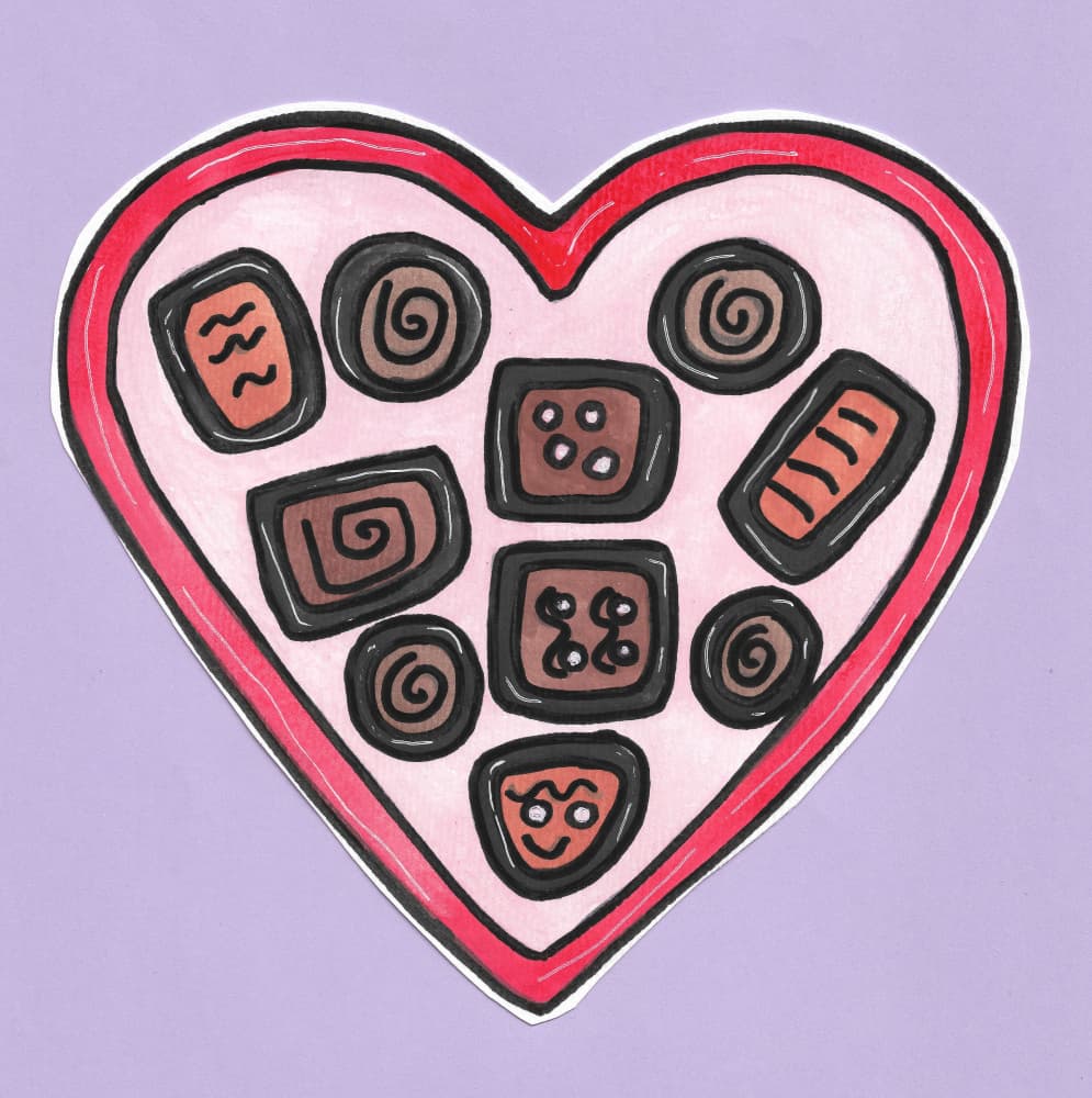 Charming Chocolate Heart Box by Lerin Freyou — canvas wall art