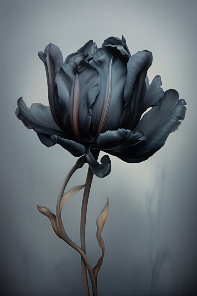 Moody Blue Tulip by Bilge Paksoylu — canvas wall art