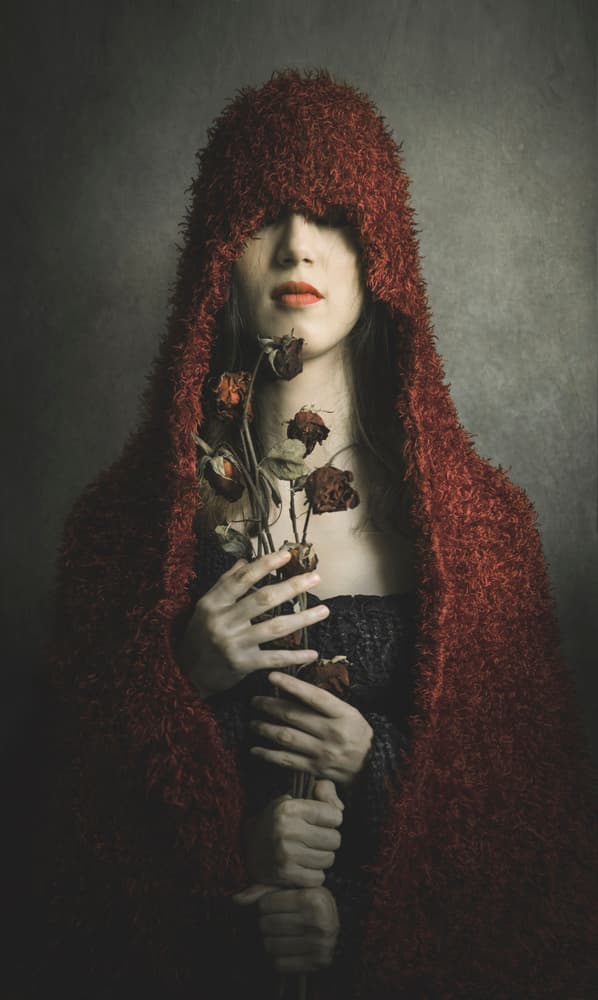 Melancholy Red Cloak by Sebastian Kisworo — canvas wall art