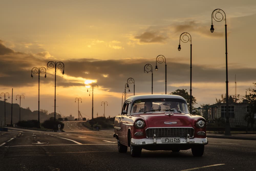 Golden Hour Classic Car by Dan Mirica — canvas wall art