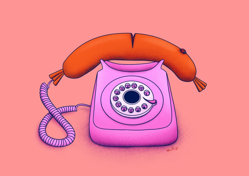Whimsical Sausage Phone by Nanna Paavig — canvas wall art