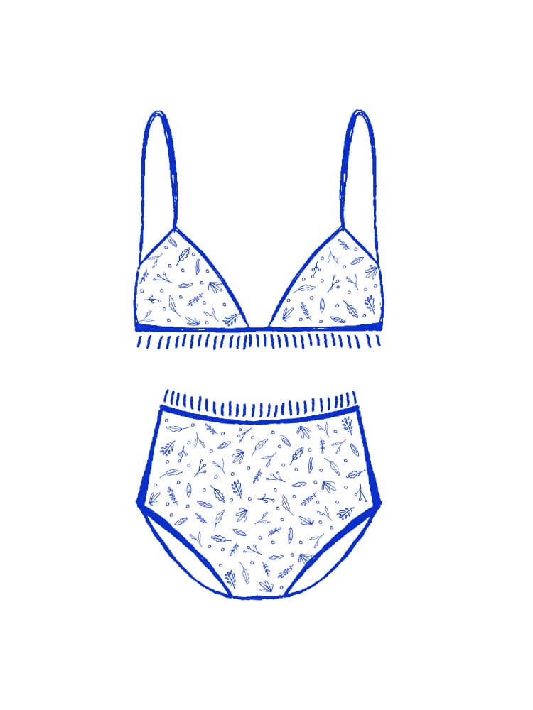 Blue Leaf Lingerie Set by Aislinn Simmonds — canvas wall art