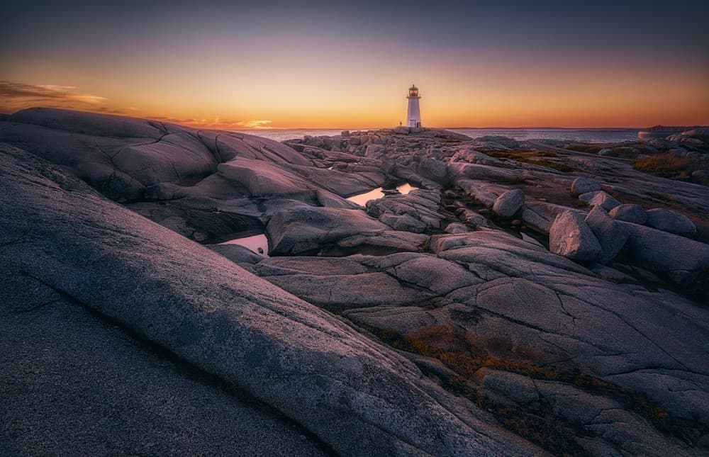 Coastal Lighthouse Sunset by Ben.C.L — canvas wall art