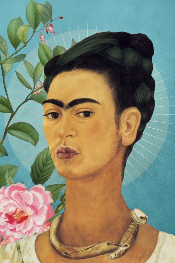 Striking Woman Floral Gaze by Marja van den Hurk — canvas wall art