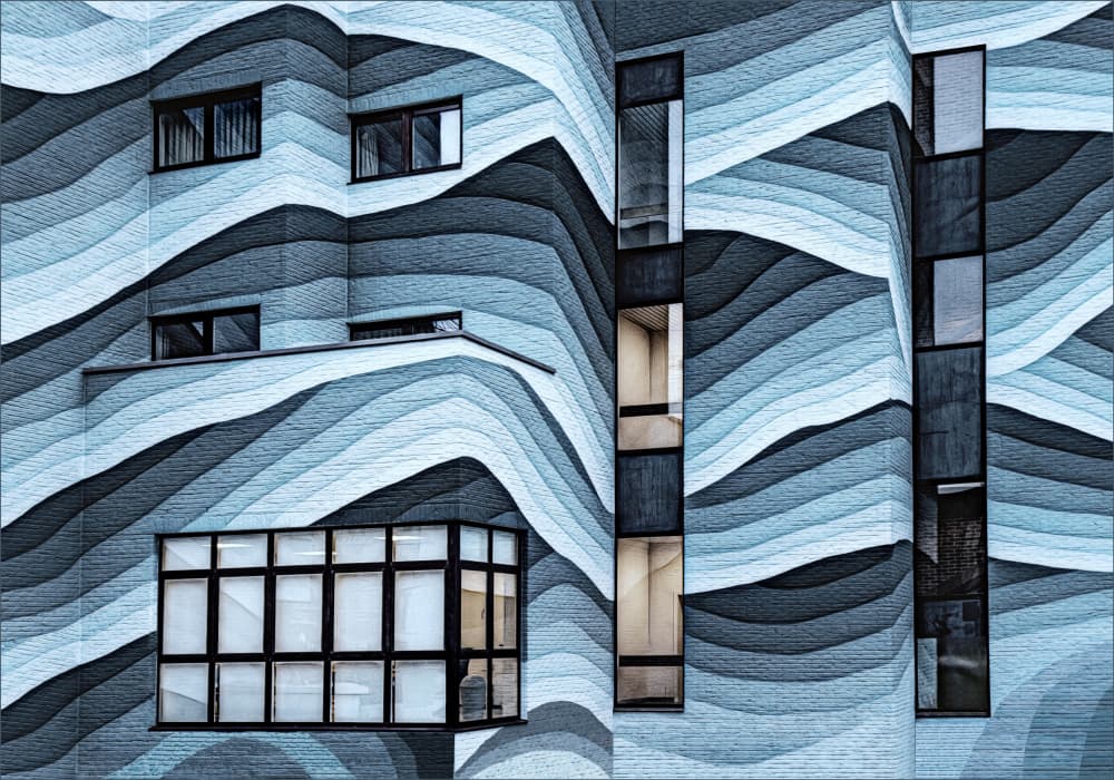 Undulating Blue Facade by Gilbert Claes — canvas wall art