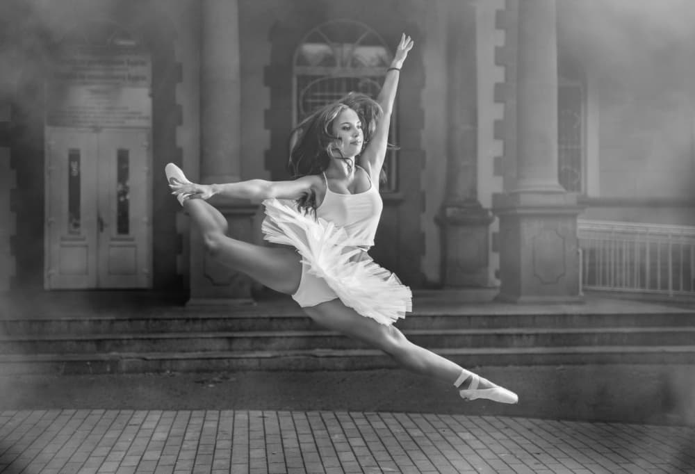 Graceful Ballerina Leap by Vasil Nanev — canvas wall art
