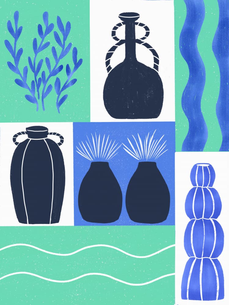 Coastal Botanical Vessels by Aliya Putrus — canvas wall art