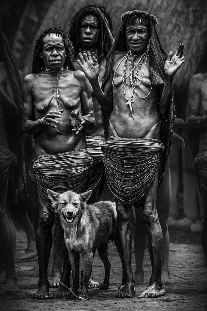 Tribal Women And Dog by Pavol Stranak — canvas wall art