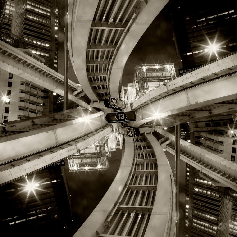 Dynamic Urban Interchange by Koji Tajima — canvas wall art