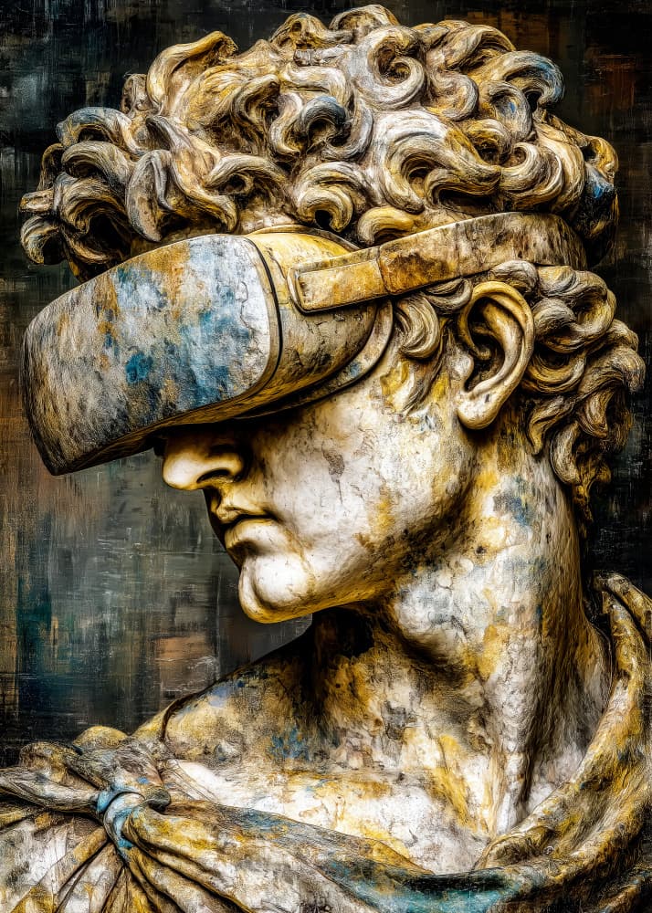 VR David Statue by Justyna Jaszke — canvas wall art