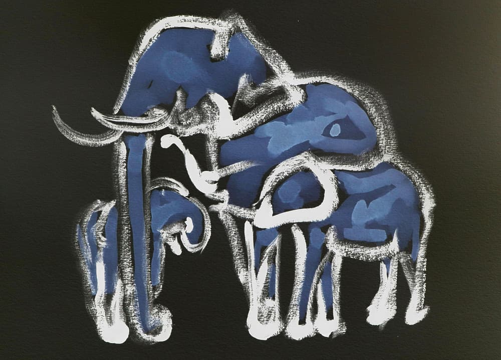 Blue Elephant Family by Santhosh ch — canvas wall art