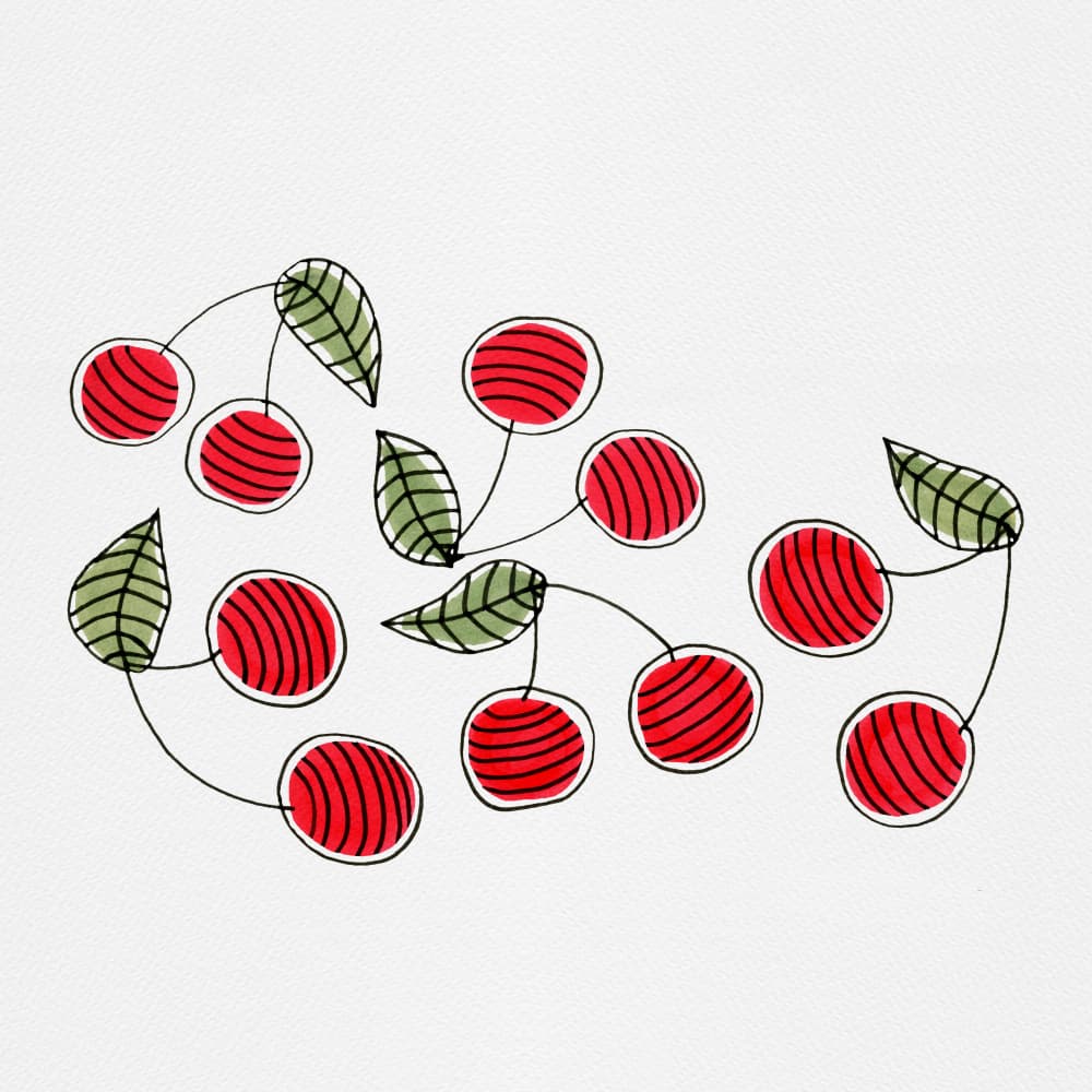 Playful Red Cherries by Michele Channell — canvas wall art