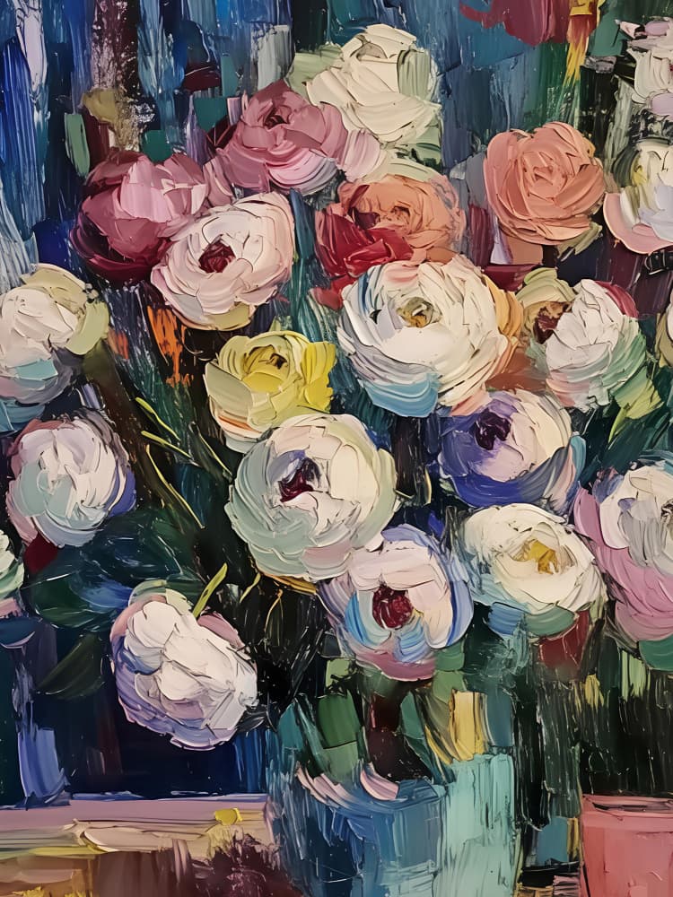 Colorful Impasto Flowers by Avanesova Elena — canvas wall art