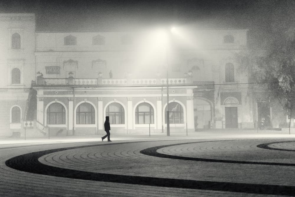 Solitary Figure In Fog by Marchevca Bogdan — canvas wall art