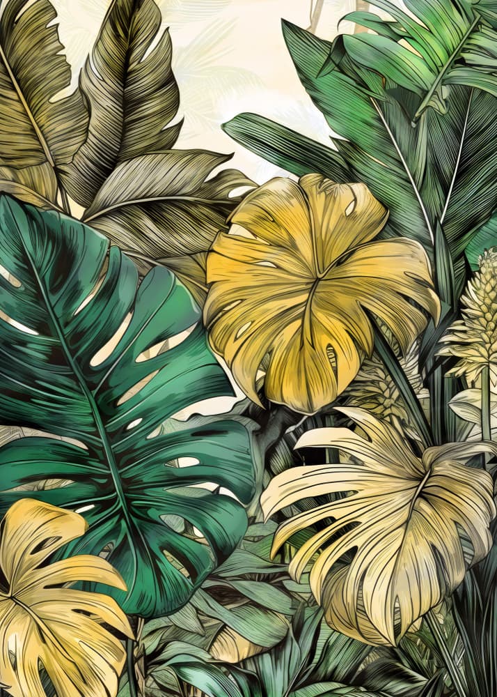 Lush Tropical Leaves by Justyna Jaszke — canvas wall art