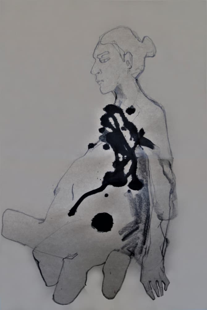 Figure with Dark Ink by Doris Schmitz — canvas wall art