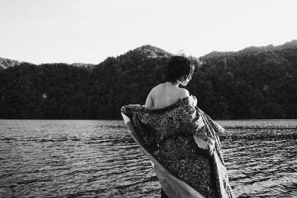 Serene Lake Woman by Midoriselfphoto — canvas wall art