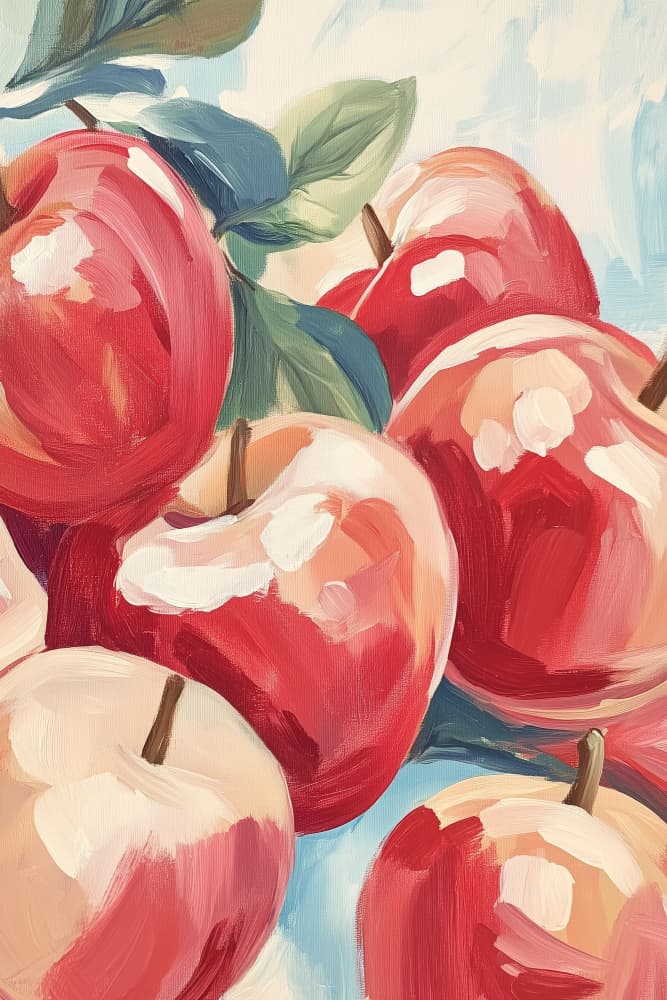 Vibrant Red Apples by Melloi Art Prints — canvas wall art
