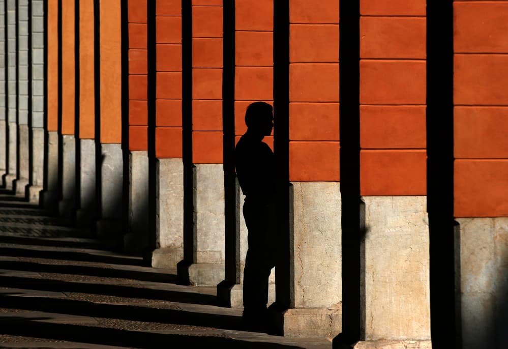 Orange Columns Silhouette by Hans-Wolfgang Hawerkamp — canvas wall art