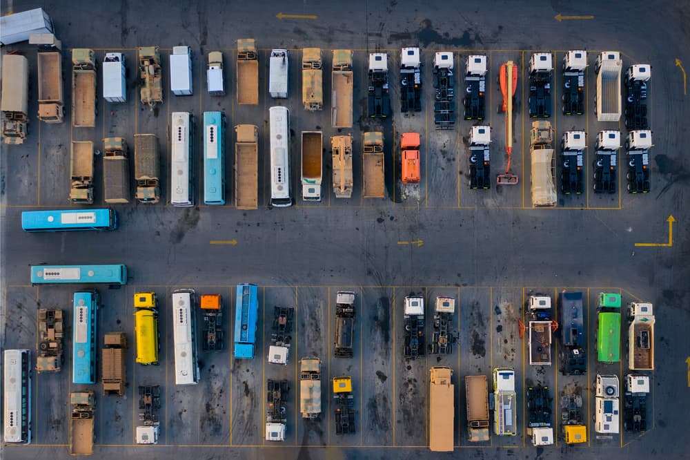 Overhead Truck Parking Lot by Haitham AL Farsi — canvas wall art