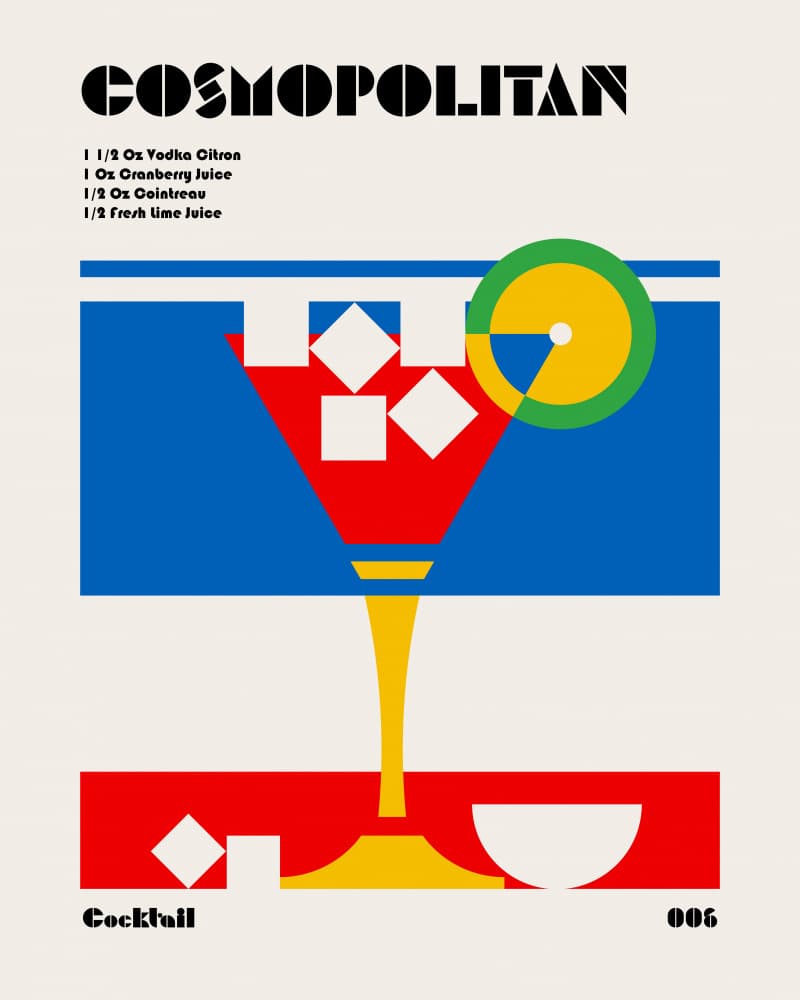 Cosmopolitan Cocktail Recipe by Retrodrome — canvas wall art