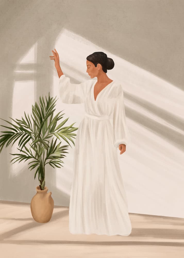 Elegant Woman Warm Light by City Art — canvas wall art