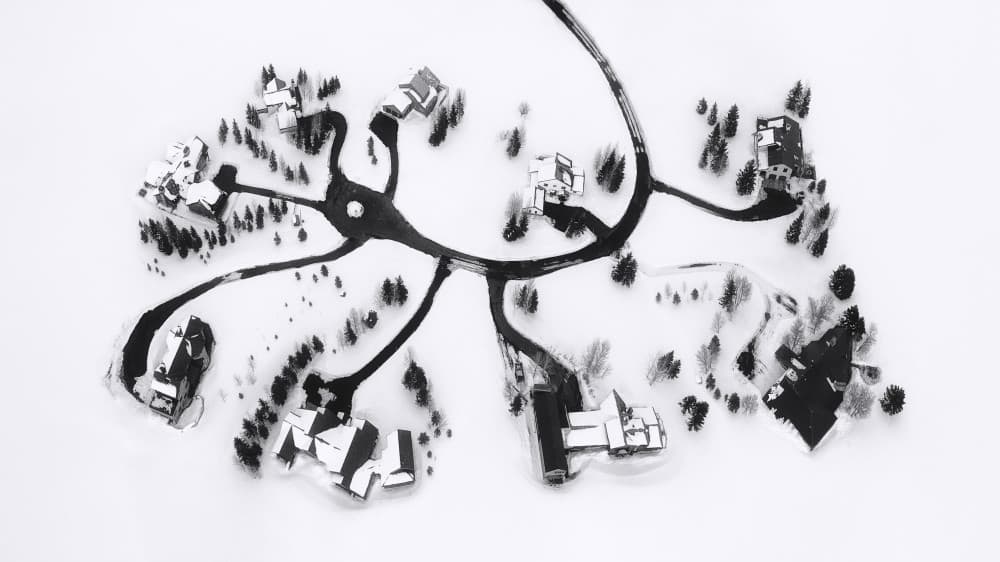 Modern Winter Village by Mei Xu — canvas wall art
