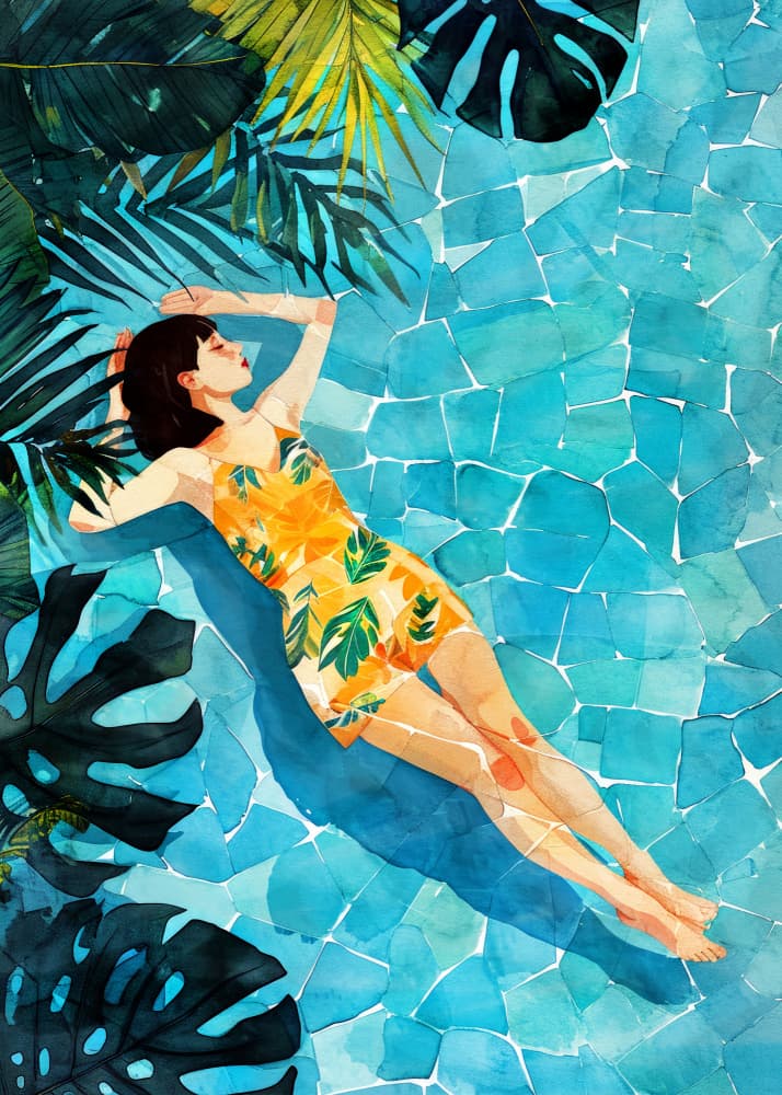 Tropical Pool Serenity by Justyna Jaszke — canvas wall art