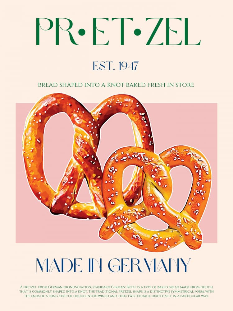 Classic German Pretzels by Nazma Khokhar — canvas wall art