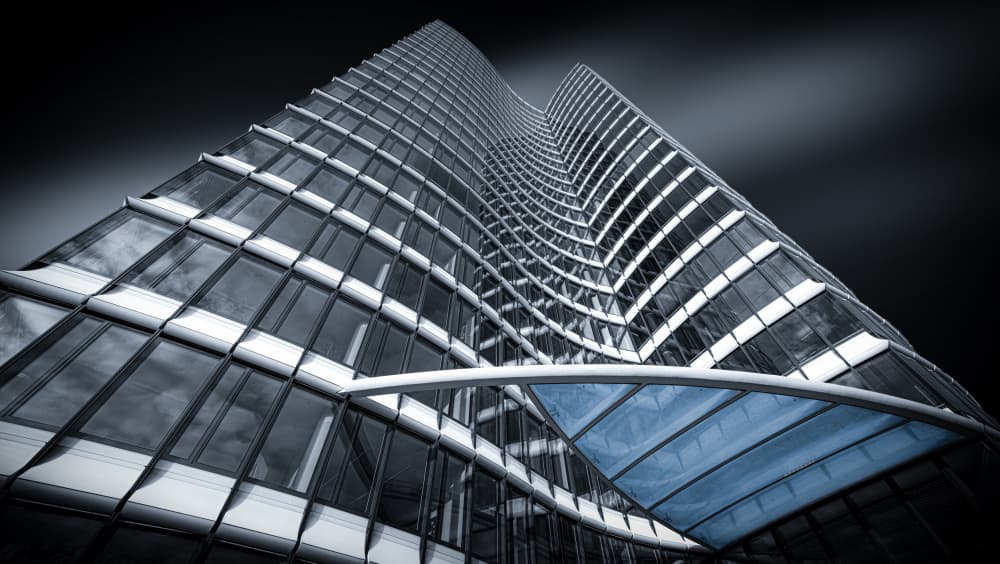 Modern Glass Skyscraper by Roland M Schwerdtfeger — canvas wall art