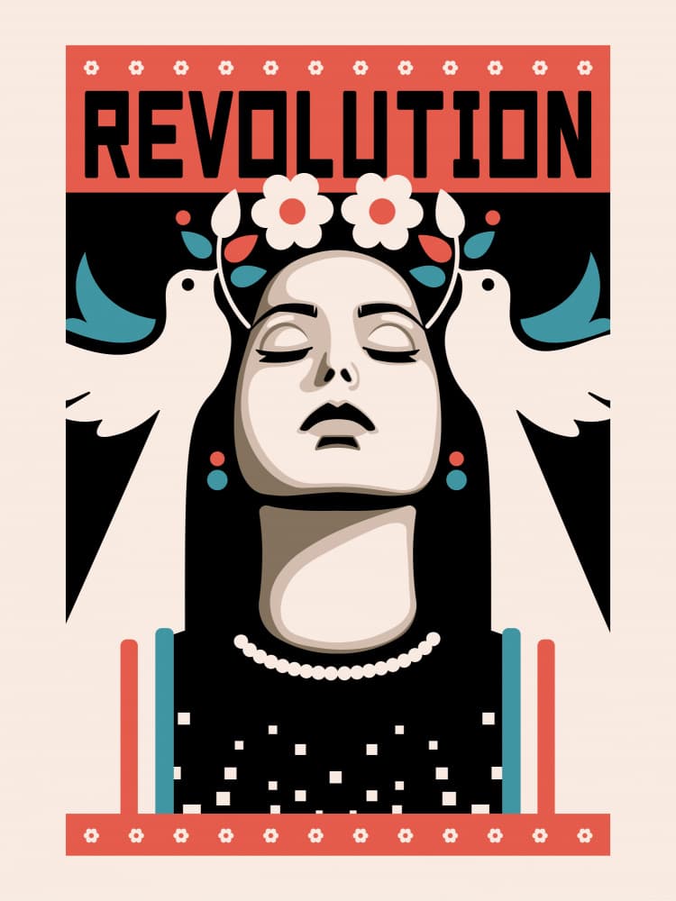 Revolutionary Peace Woman by Retrodrome — canvas wall art