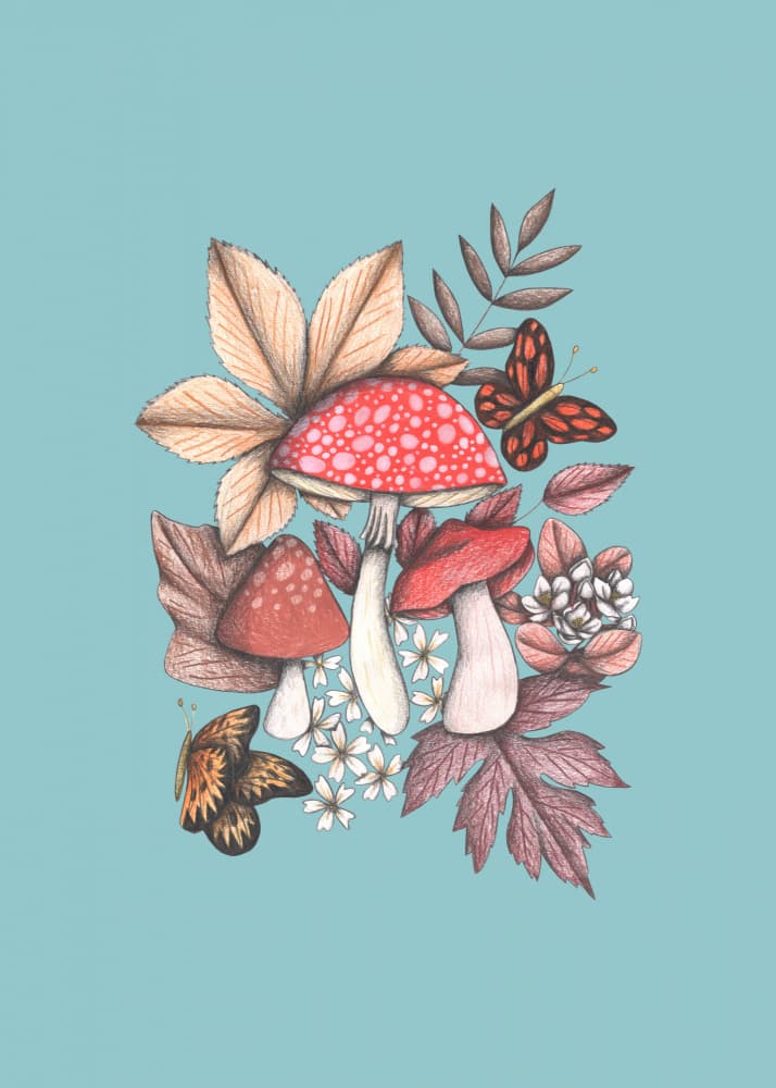 Autumn Forest Mushrooms by Cecilia Battaini — canvas wall art