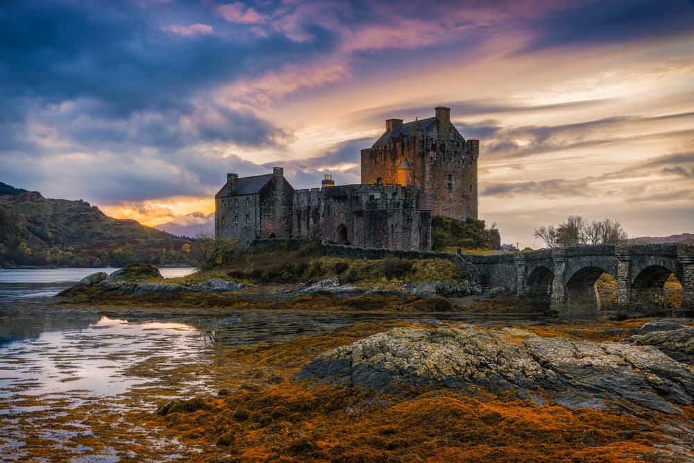 Scottish Castle Sunset Glow by Adrian Popan — canvas wall art