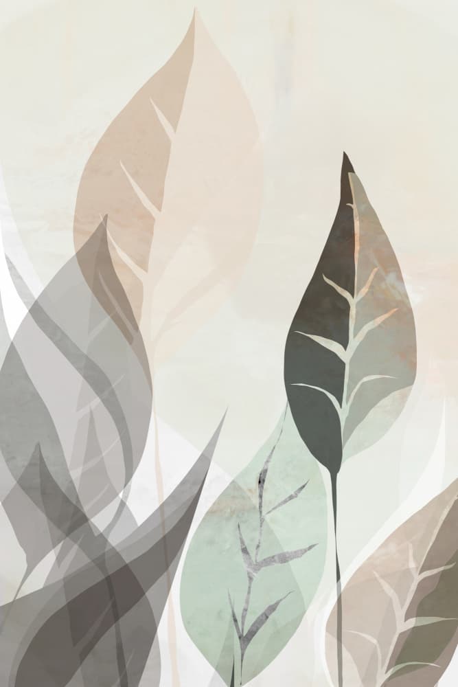 Muted Botanical Leaves by cartissi — canvas wall art