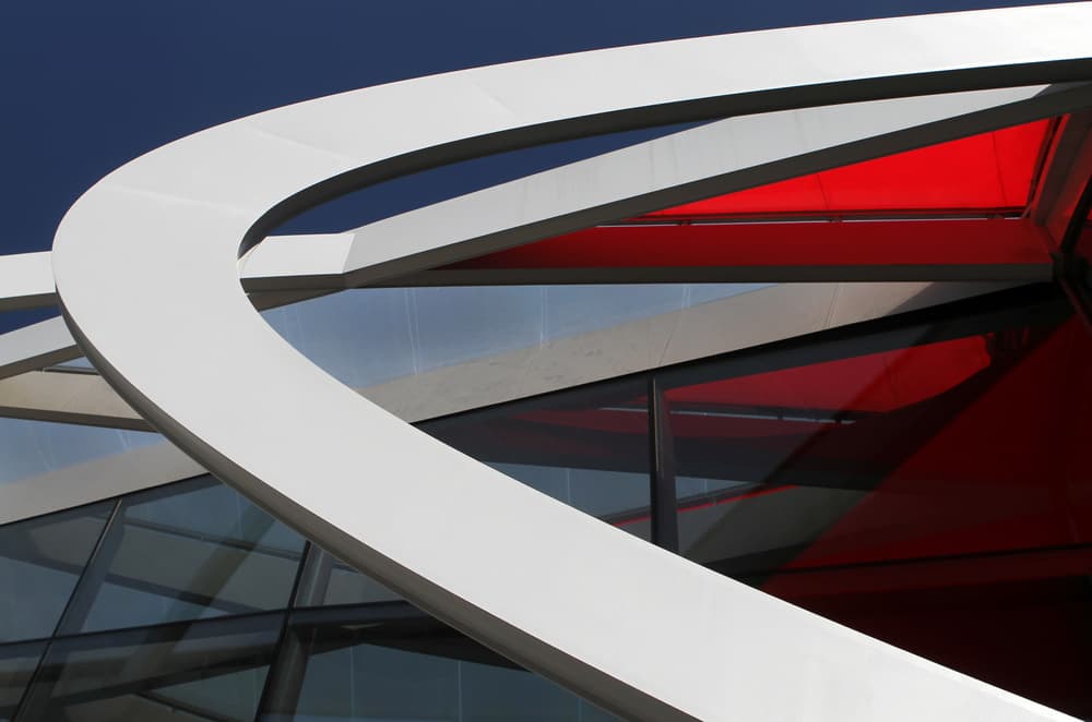 Modern Red Curves by Hans-Wolfgang Hawerkamp — canvas wall art