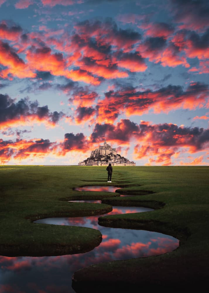 Distant Castle Journey by Ariz Rab — canvas wall art