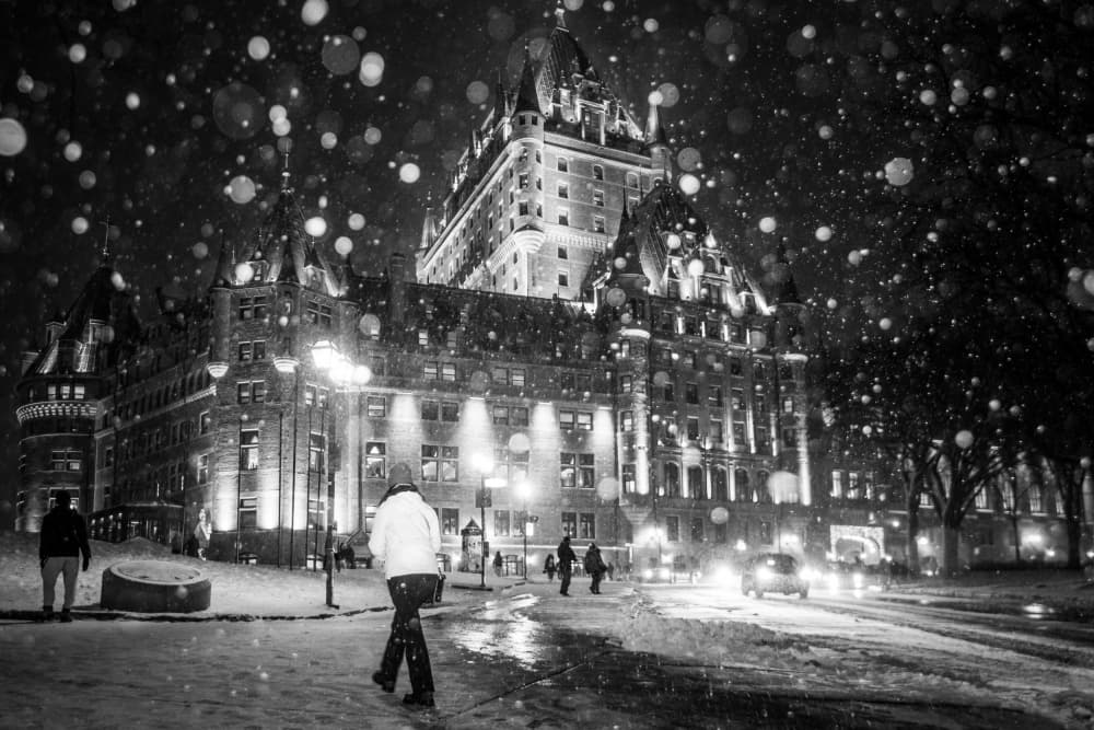 Winter City Chateau Night by Michiko Ôtomo — canvas wall art