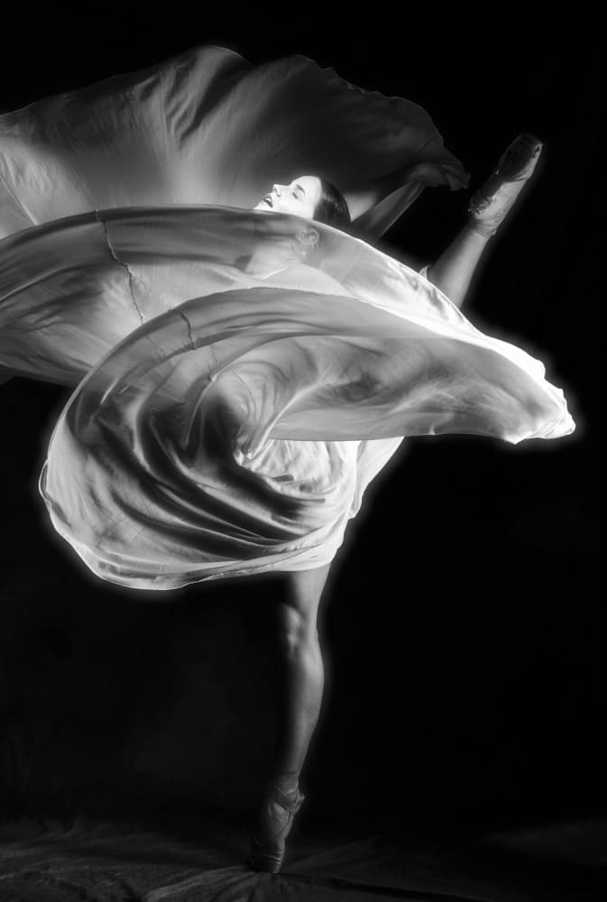 Dancer's Flowing Grace by Offer Ellbogen — canvas wall art