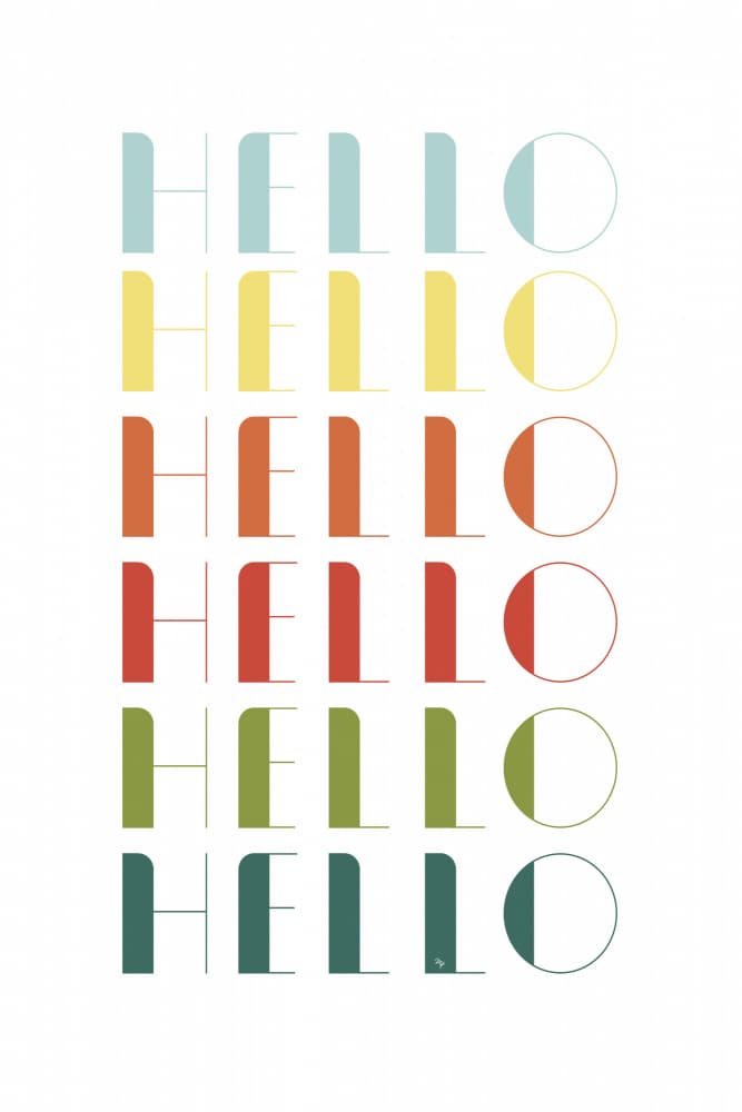 Vibrant Hello Text by Martina — canvas wall art